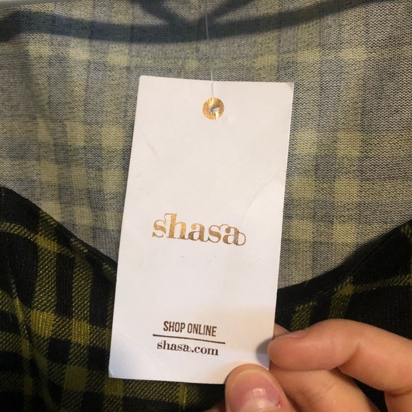 Cropped green and black plaid top - Picture 2 of 3